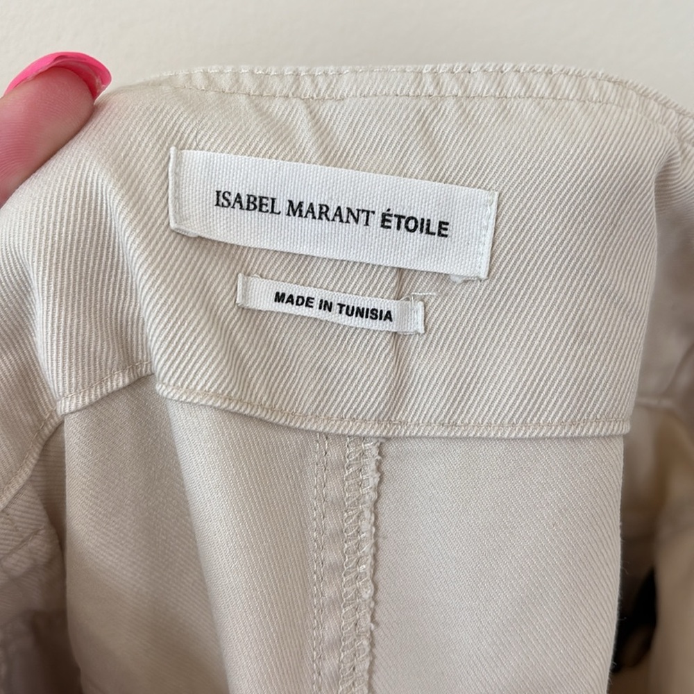 Isabel Marant Étoile Odea Cropped Wide Leg Pants Beige Size 36 - Picture 10 of 12